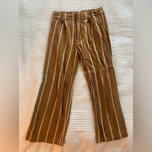 Linen burnt orange and cream pants, matching tie belt included